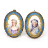 Pair of 19th century Sèvres portrait panels, hand painted with Jeanne Bécu, Comtesse Du Barry