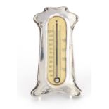 Art Nouveau silver desk barometer by J & R Griffin Chester 1905, 15cm high :For Further Condition