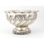 Tiffany & Co sterling silver eight pint fruit bowl embossed with stylised flowers and grapevines,