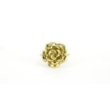 9ct gold rose head ring, size T, 4.4g :For Further Condition Reports Please Visit Our Website.