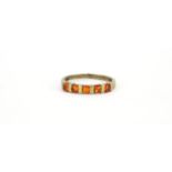 9ct gold orange stone half eternity ring, size T, 2.4g :For Further Condition Reports Please Visit
