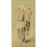 Bartolomeo Pinelli - Italian fisherwoman, 19th century pencil and watercolour, mounted and framed,
