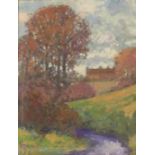 Oliver Byrne Warman - Derbyshire view, oil on board, signed with monogram, inscribed verso,