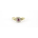 9ct gold ruby and diamond ring, size Q, 1.5g :For Further Condition Reports Please Visit Our