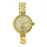 Ladies 9ct gold J W Benson wristwatch, the case numbered 152350, 2.2cm in diameter :For Further