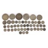 George III and later British coinage some silver including 1819 and 1890 crowns, 201.0g :For Further