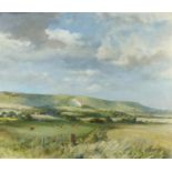 Norman Dinnage - Bo-Peep and Firle Beacon, oil on canvas, label verso, mounted and framed, 60cm x