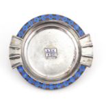 Norwegian silver and enamel circular dish by Jscob Tostrup, 13.5cm wide, 169.5g :For Further