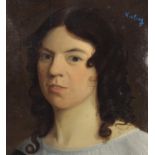 Head and shoulders portrait of a young girl, early 20th century oil on canvas, bearing a signature