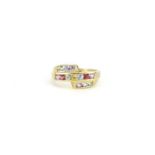 9ct gold multi gem ring, size U, 3.0g :For Further Condition Reports Please Visit Our Website.