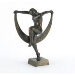 Patinated bronze study of a nude Art Deco dancer, 24cm high :For Further Condition Reports Please