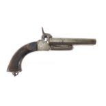 Antique double barrel percussion cap pistol, 26cm in length :For Further Condition Reports Please