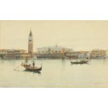 Andrea Biondetti - St Marks Square Venice, watercolour, mounted and framed, 31cm x 19.5cm :For