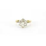 18ct gold diamond seven stone flower head ring, size M, 3.8g :For Further Condition Reports Please