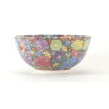 Chinese porcelain bowl, hand painted with One Thousand Flowers, character marks to the base, 20.