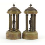 Pair of marble and gilt brass figural cupulars, 27.5cm high :For Further Condition Reports Please