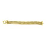 9ct gold four row bracelet, 20cm long, 22.2g :For Further Condition Reports Please Visit Our