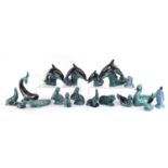 Poole pottery animals including dolphins, crocodile, duck and otter, the largest 21cm high :For