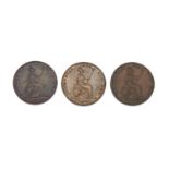 Three Victoria Young Head farthings comprising dates 1846, 1847 and 1848 :For Further Condition
