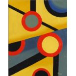 Abstract composition, geometric shapes, American school oil on board, bearing a signature Shaw,