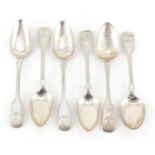 Set of six Georgian silver spoons by William M Traies, London 1825, 17cm in length, 212.5g :For