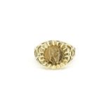 9ct gold ring set with a Mexican 1 Peso, size O, 2.3g :For Further Condition Reports Please Visit