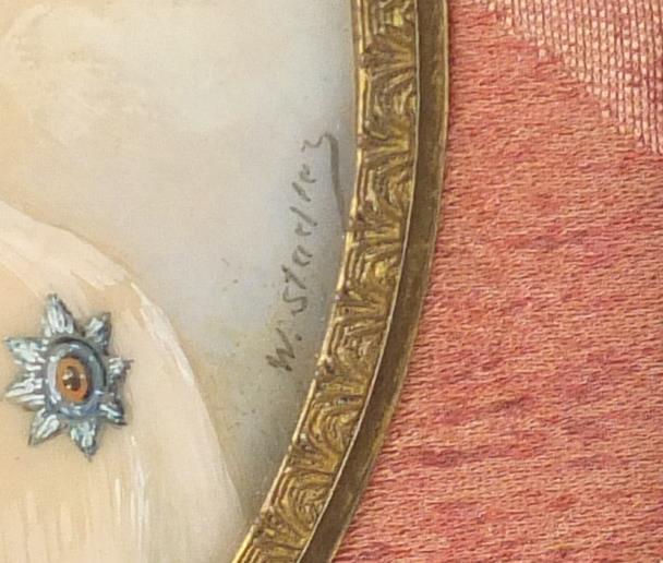 Imperial Russian hand painted portrait miniature on ivory, depicting young Franz Joseph Emperor of - Image 2 of 3