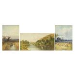Three English watercolours comprising two by John Reginald Goodman and a river landscape by Walter
