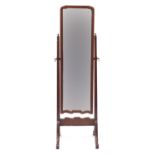 Victorian mahogany framed cheval mirror with bevelled glass, 153cm high :For Further Condition