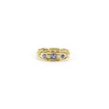 18ct gold sapphire and diamond ring, size Q, 3.5g :For Further Condition Reports Please Visit Our