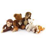 Five Steiff bears and animals including My First Steiff, the largest 40cm long :For Further