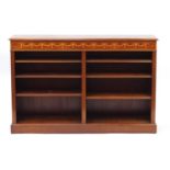 Inlaid mahogany open bookcase fitted with six adjustable shelves, 100cm H x 152cm W x 32cm D :For
