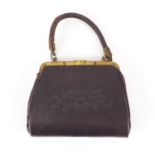 Novelty Crystal Palace tooled leather handbag, made in Germany, 13cm wide :For Further Condition