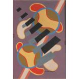 Abstract composition, coloured shapes, Russian school gouache, bearing a signature possibly