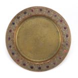 Tiffany Favrile gilt bronze and enamel tray, with stylised floral border, impressed Louis C