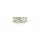 9ct gold blue stone and diamond ring, size U, 3.5g :For Further Condition Reports Please Visit Our