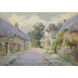 Theresa Sylvester Stannard - The village shop in the Cotswolds, watercolour, label verso, mounted