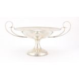Arts & Crafts silver twin handled pedestal dish by Mappin & Webb London 1919, 11.5cm high x 21cm