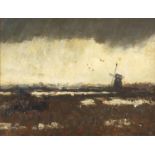 Manner of Paul Joseph Constantin Gabriël - Dutch landscape with a windmill, impressionist oil on