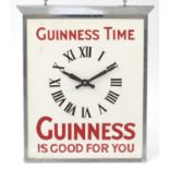 Vintage chrome and glass Guinness is Good for You advertising clock, 56cm x 47.5cm :For Further