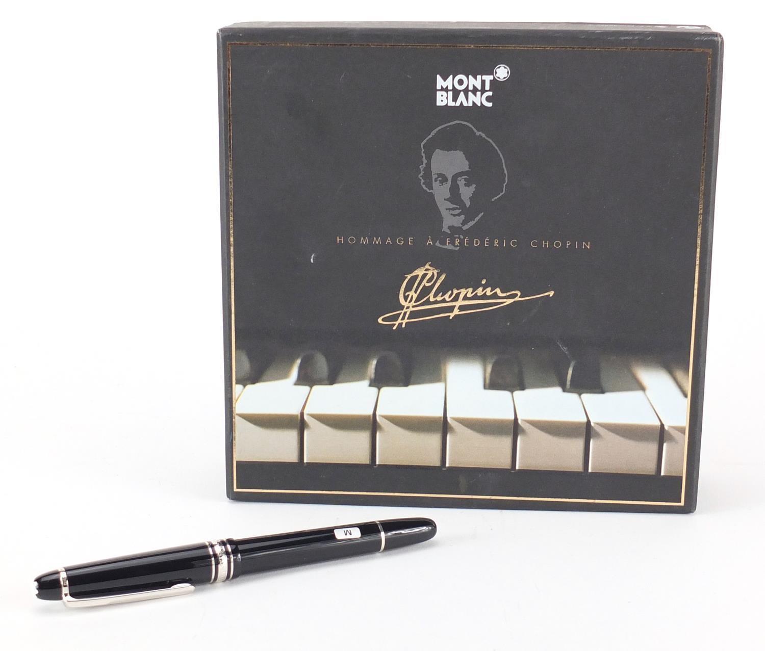 Montblanc Frederic Chopin platinum line fountain pen with 14k gold nib and fitted case, serial