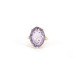 18ct gold amethyst solitaire ring, size N, 6.7g :For Further Condition Reports Please Visit Our