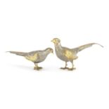 Pair of silver gilt pheasants, each engraved Presented to Patricia Lawrence President 1964-1966