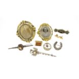 Antique and later jewellery including two Victorian mourning brooches, Scottish silver brooches