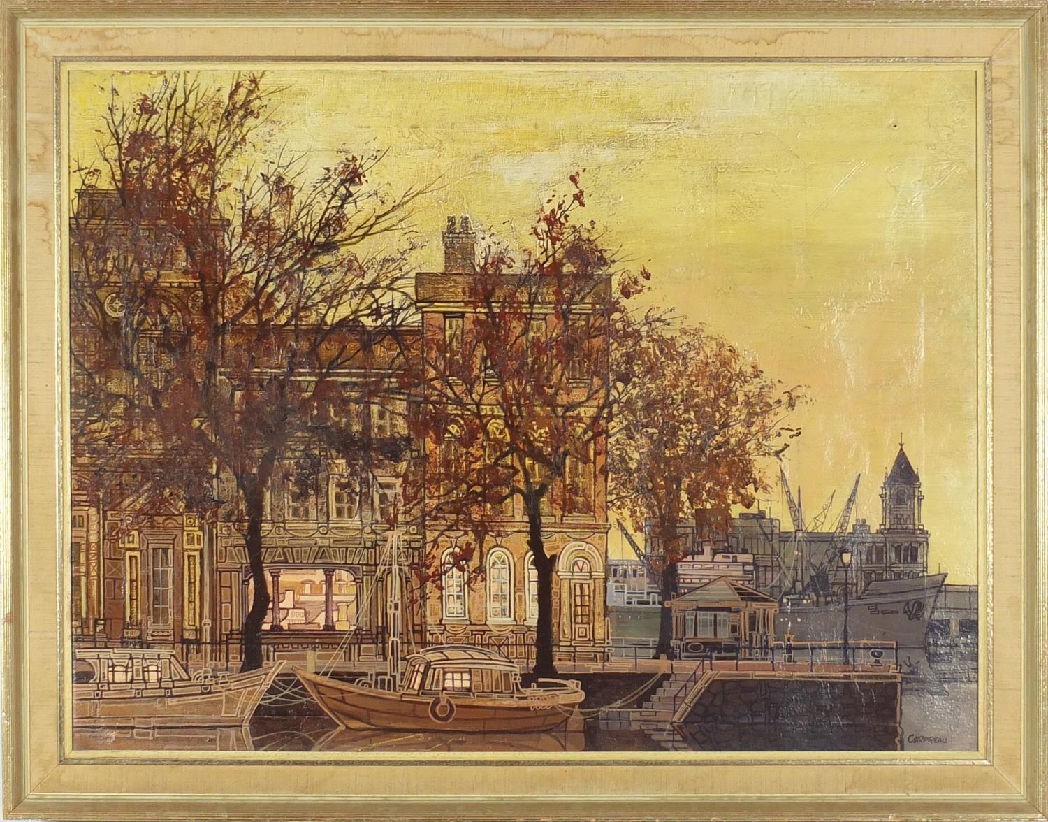 Henri Carpeau - The Wailing Tower Amsterdam, oil on canvas, W Frank Gadsby Ltd label verso, - Image 2 of 6