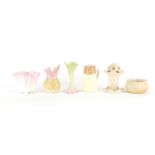 Royal Worcester porcelain including a blush ivory flower vase, the largest 12.5cm high :For