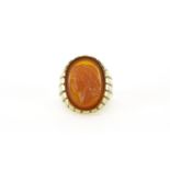 Victorian 9ct gold Intaglio seal classical bust ring, size N, 6.5g :For Further Condition Reports