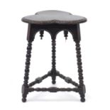 Carved oak club top occasional table with bobbin turned legs, 72cm H x 54cm W x 54cm D :For