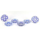 Set of six good quality Bohemian blue flashed cut glass dishes, each 15.5cm in diameter :For Further
