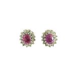 Pair of 9ct gold pink and clear stone earrings, 8mm high, 1.8g :For Further Condition Reports Please